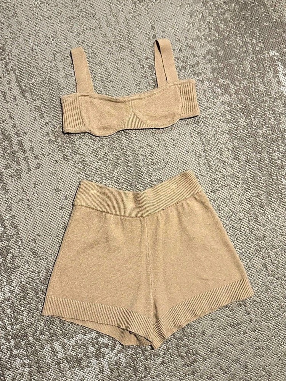 Danielle Bernstein Knit Cami & Shorts Set in Brown XS Like New